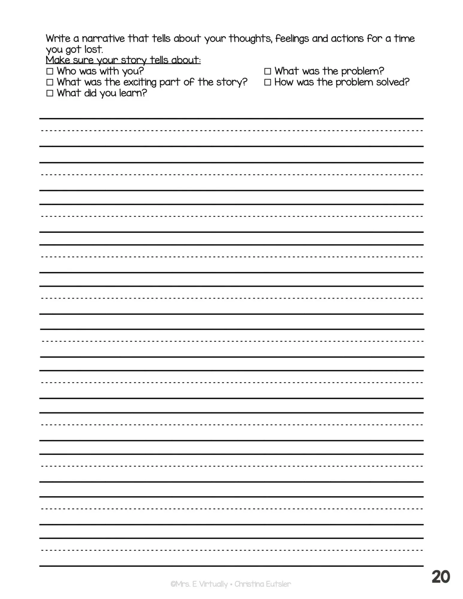 Writing Prompts for Narratives--Intermediate Lined Paper - Image 5