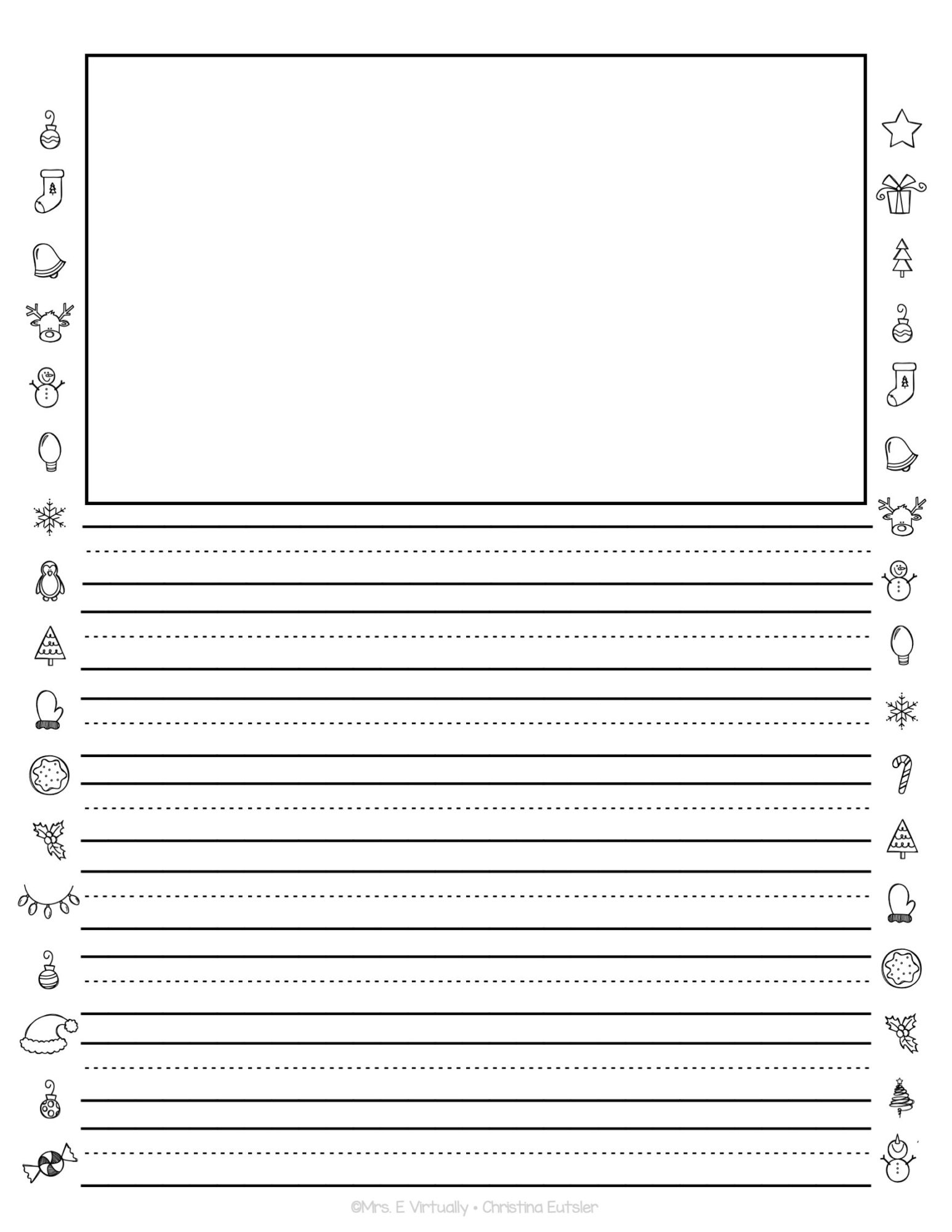 Kindergarten Writing Paper with Picture Box - Image 4