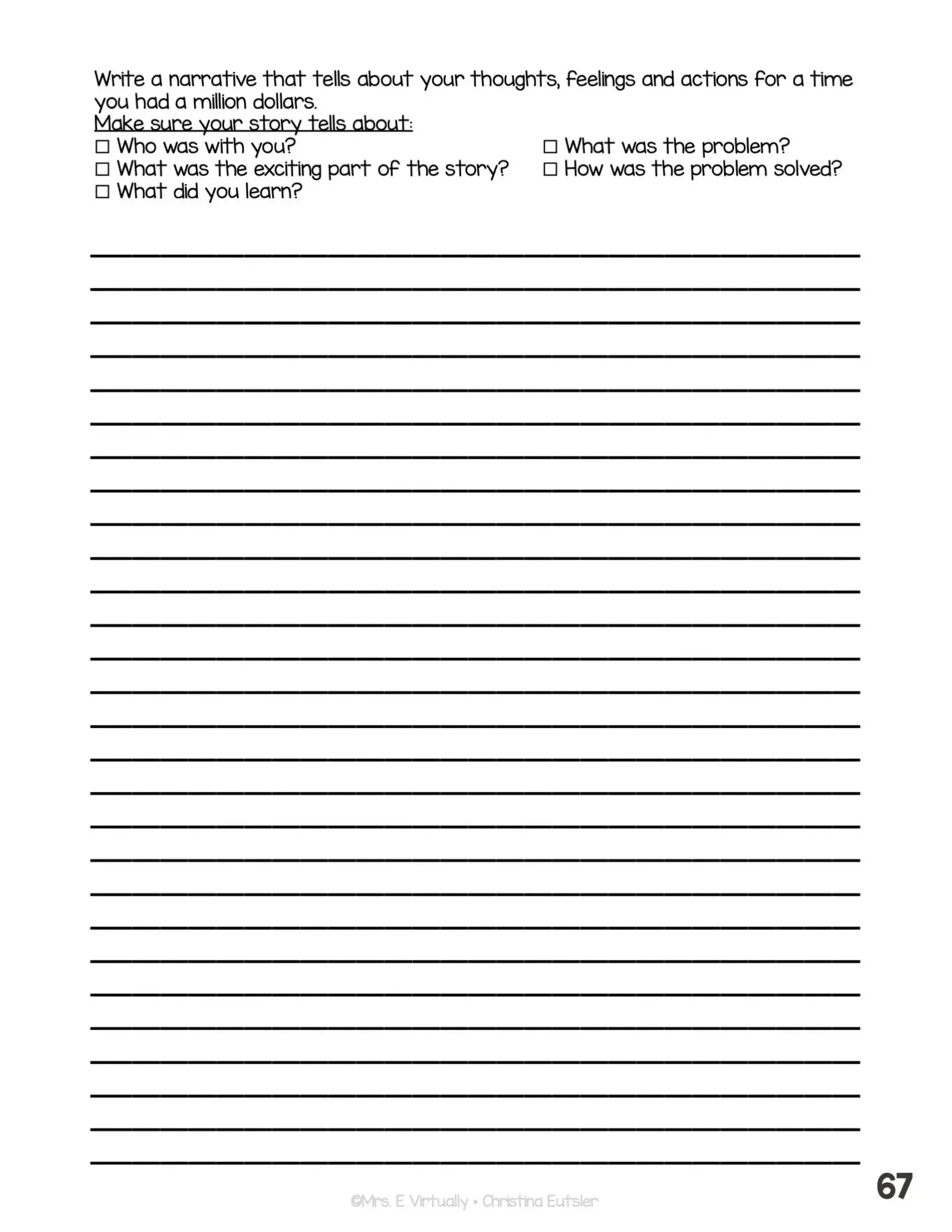 Writing Prompts for Narratives--Wide Rule Lined Paper - Image 5
